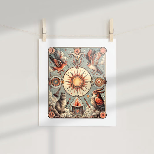 Mystical Animal Tarot Card Art Print Wall Decor