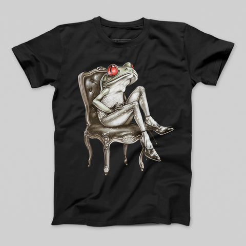Relaxed Frog Sitting on Antique Chair T-shirt