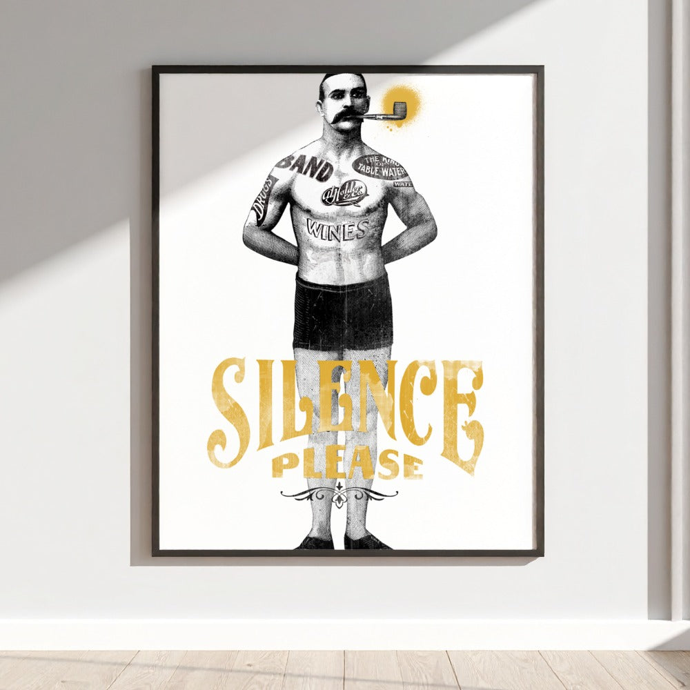 Silence Please Tattooed Gentleman Art Print