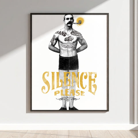 Silence Please Tattooed Gentleman Art Print