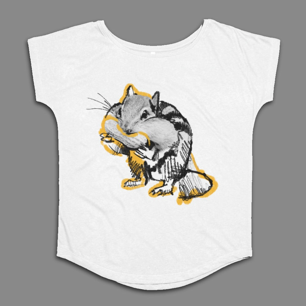 Cute Chipmunk Graphic Design on White T-Shirt