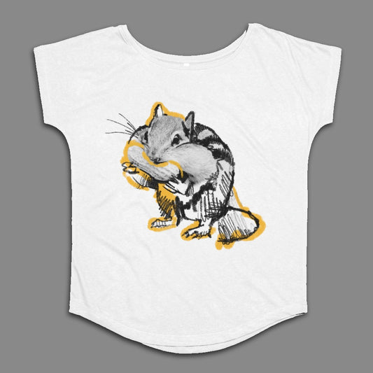 Cute Chipmunk Graphic Design on White T-Shirt