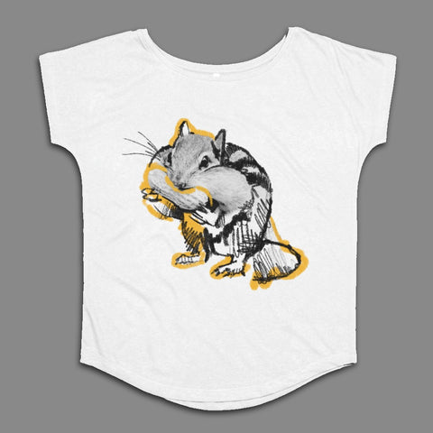 Cute Chipmunk Graphic Design on White T-Shirt