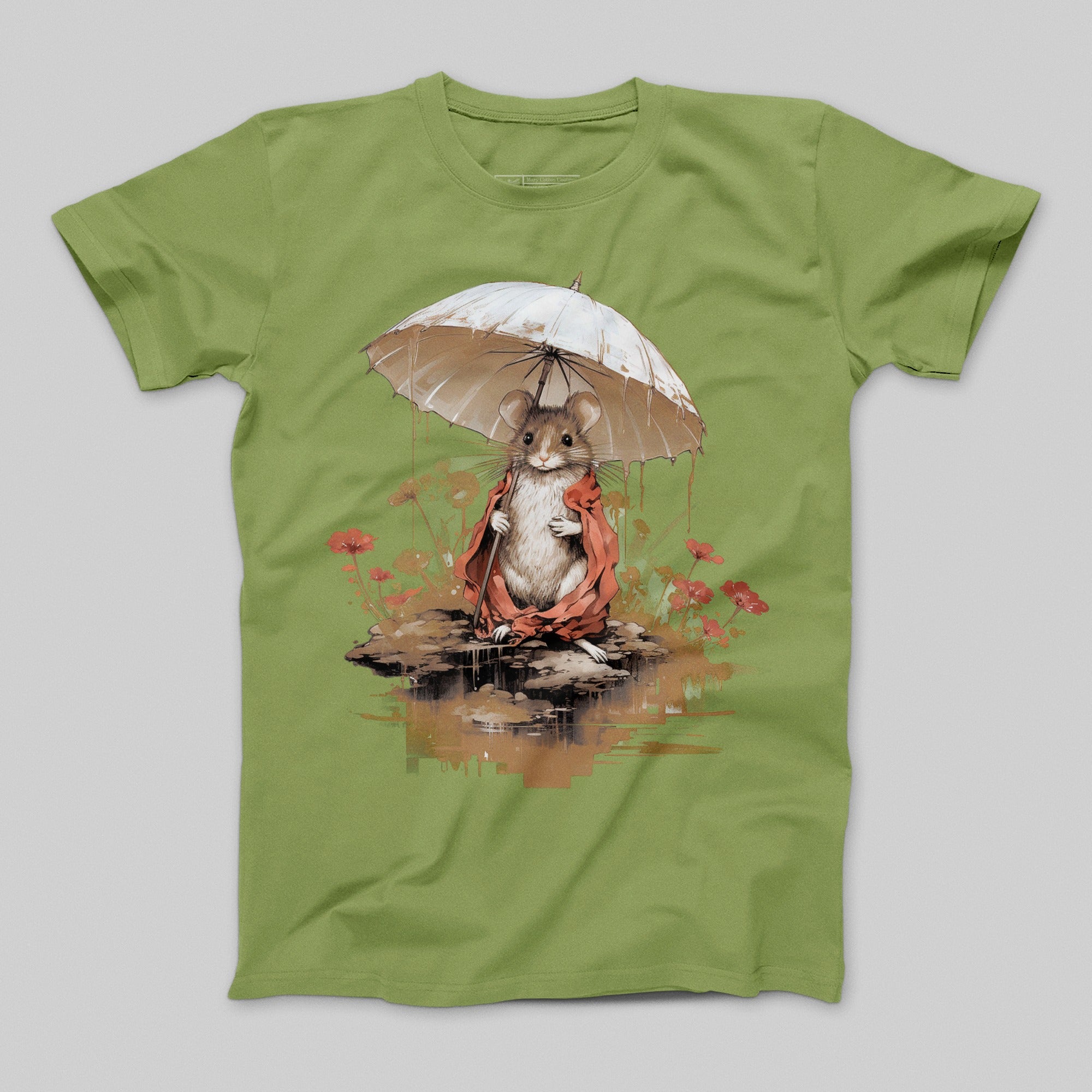 Cute Mouse with Umbrella Illustration T-shirt Product