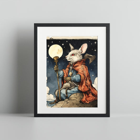 Enchanted Mouse Holding Staff Framed Art Print