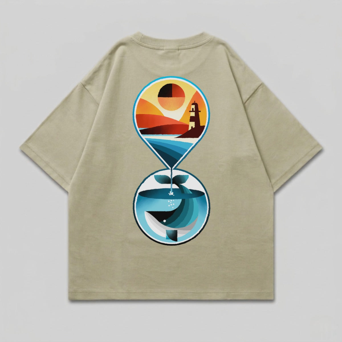 Hourglass Ocean Scene Lighthouse Whale Graphic product type
