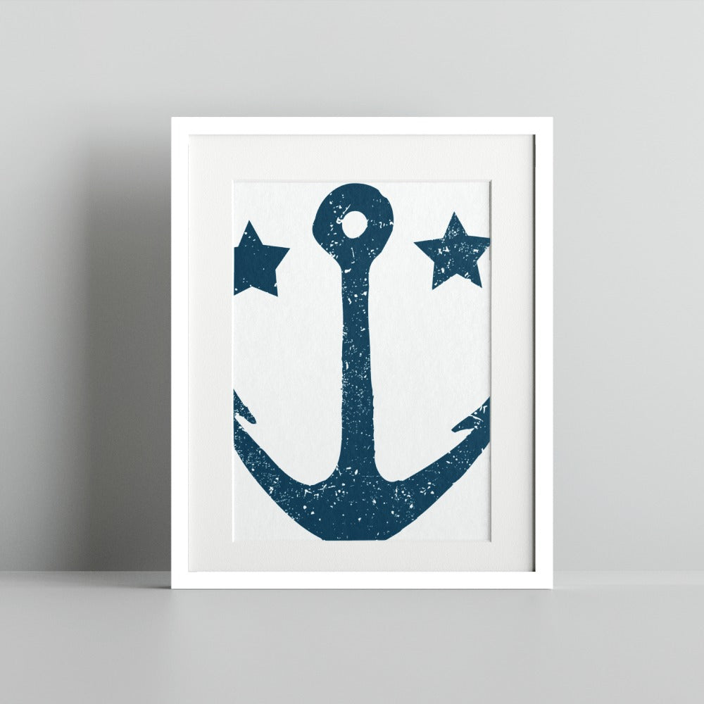 Nautical Anchor and Stars Wall Art Print