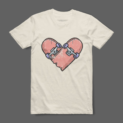 Heart Broken Skateboard Design Casual Tee