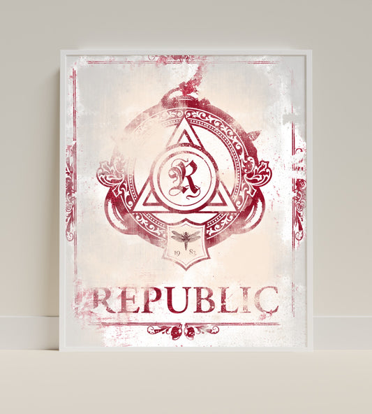 Vintage Style Republic Art Print with Triangular Design
