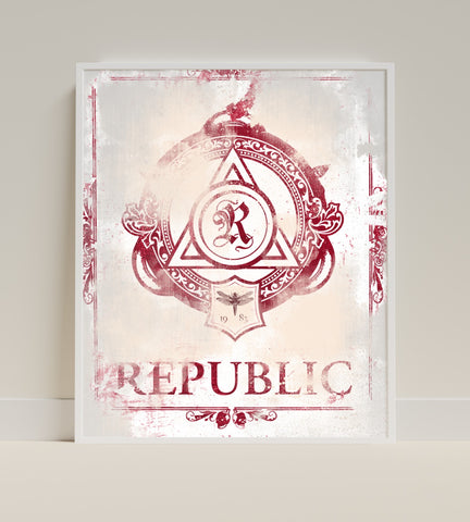 Vintage Style Republic Art Print with Triangular Design