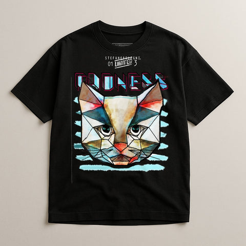 Artistic Geometric Cat Graphic Design Shirt