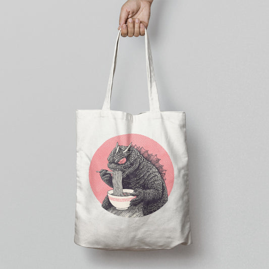 Monster Eating Noodles Graphic Tote Bag Product