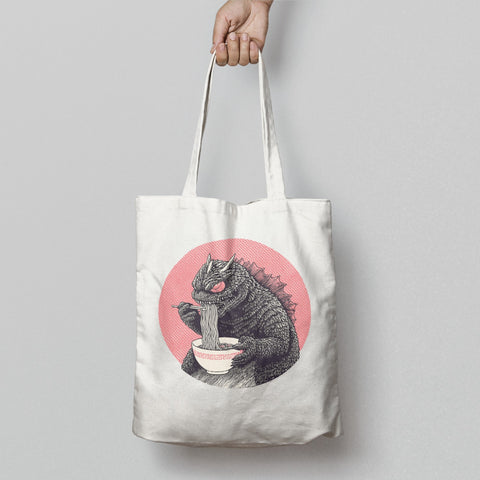 Monster Eating Noodles Graphic Tote Bag Product