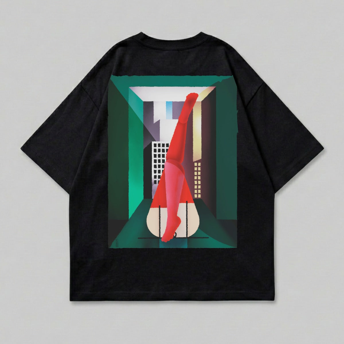 Abstract Red Legs Geometric City Scene Back Product Type