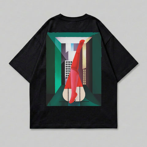 Abstract Red Legs Geometric City Scene Back Product Type