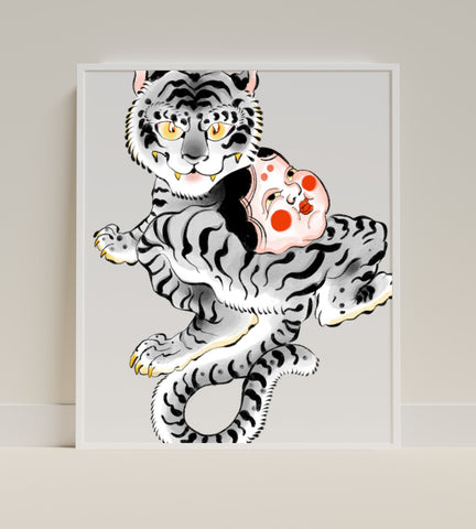Traditional Tiger and Doll Artwork Print product