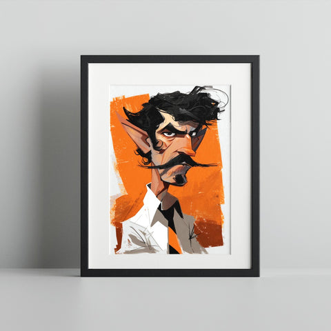 Quirky Orange Background Character Art Print