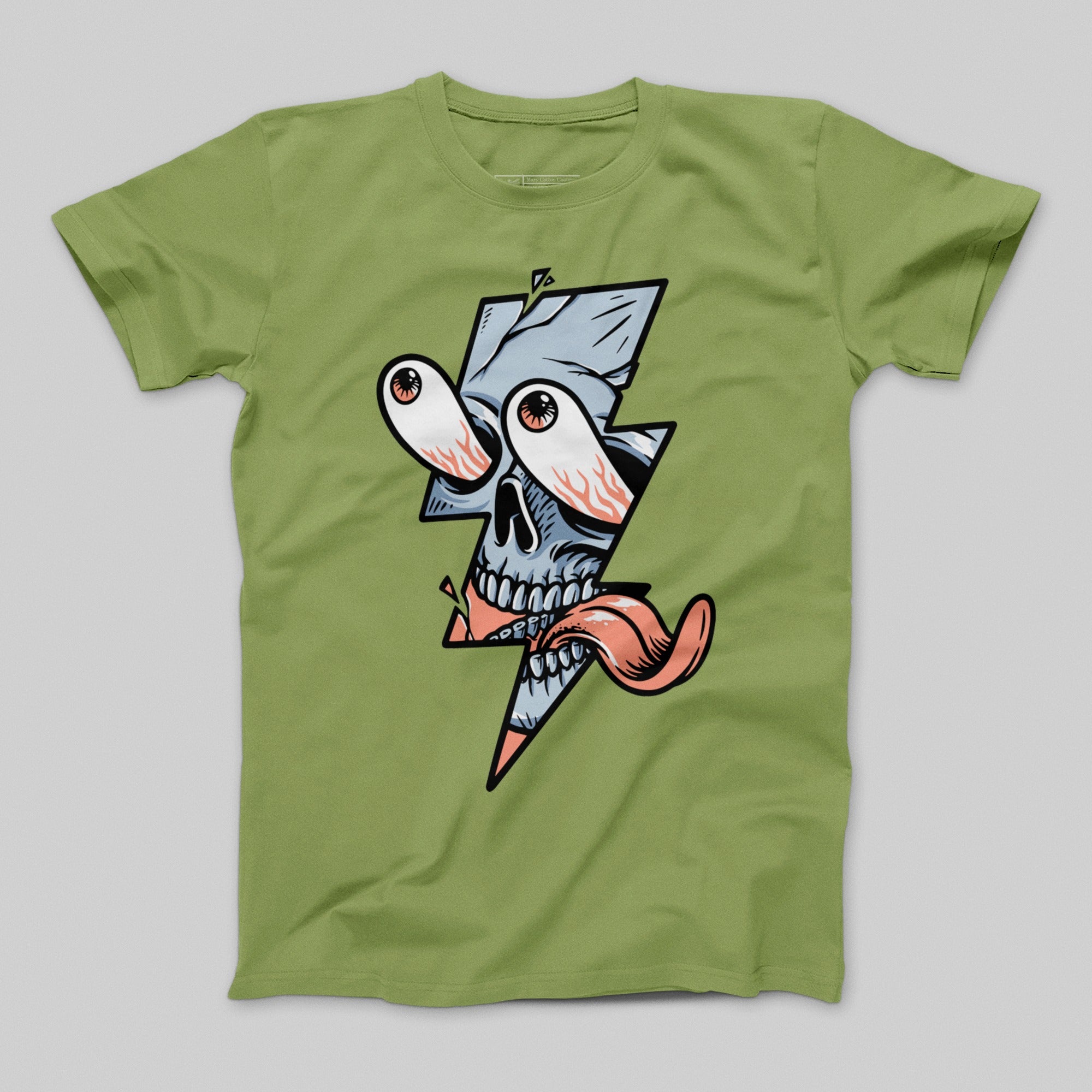 Skull and Lightning Bolt Graphic T-Shirt
