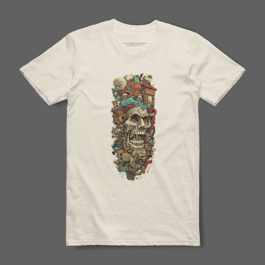Skulled Monster Graphic Tee with Intricate Design