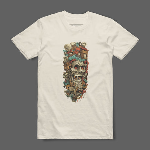 Skulled Monster Graphic Tee with Intricate Design
