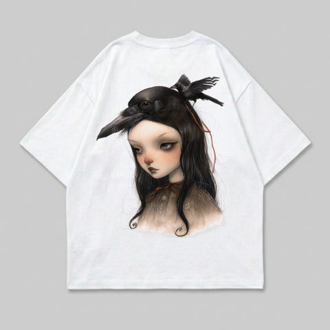 Mystical Girl Crow Headdress Art Print product type