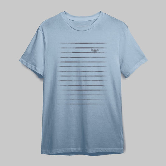 Striped Dragonfly Graphic Light Blue T-shirt