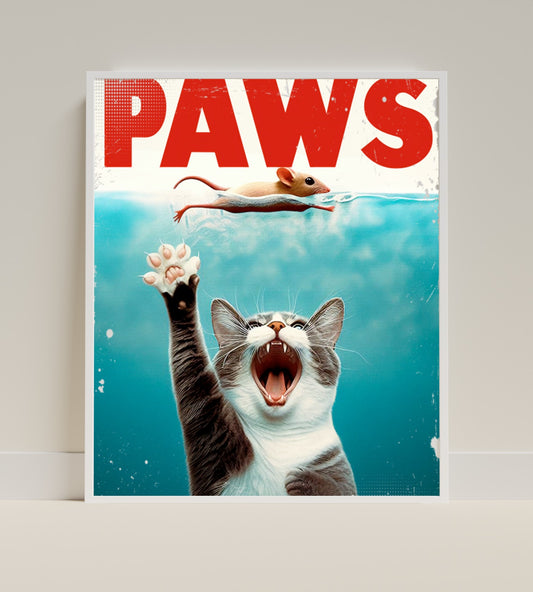 Fun Cat and Mouse Themed Paws Poster Wall Art Decor