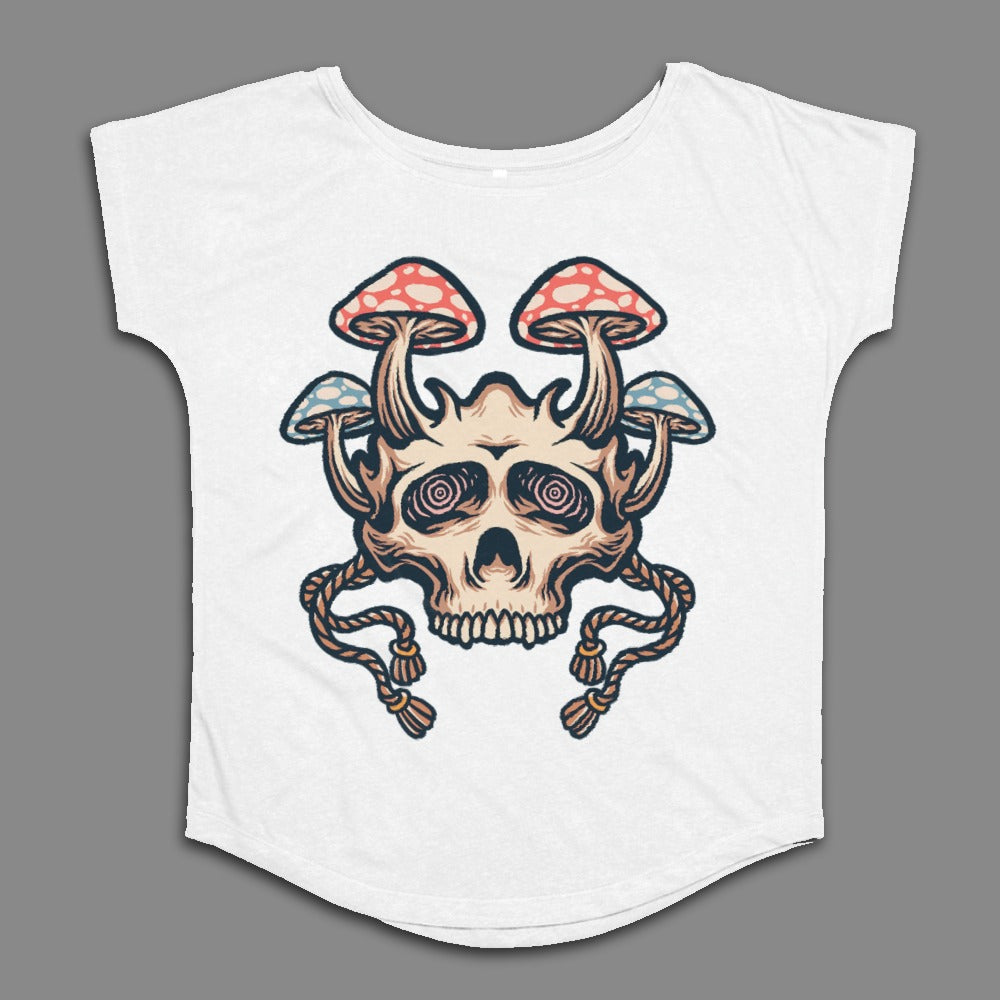 Skull and Mushrooms Graphic Design T-shirt