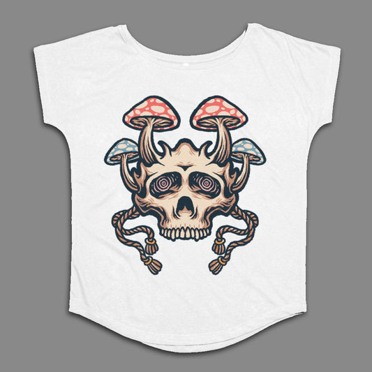 Skull and Mushrooms Graphic Design T-shirt