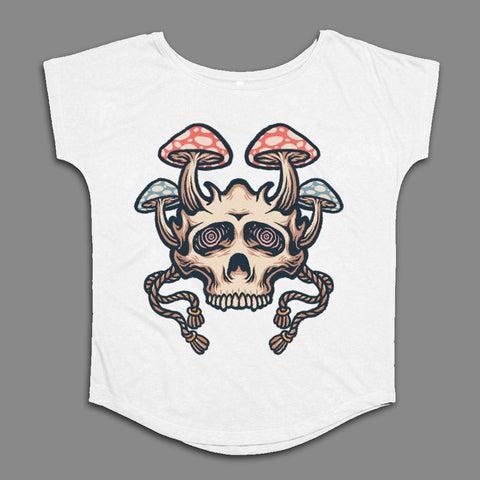 Skull and Mushrooms Graphic Design T-shirt