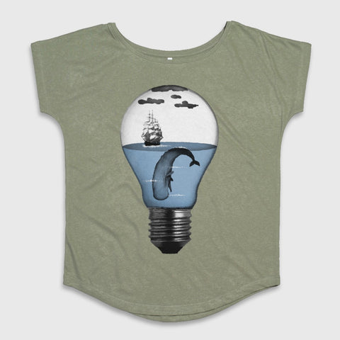 Nautical Lightbulb Whale and Ship Graphic Top