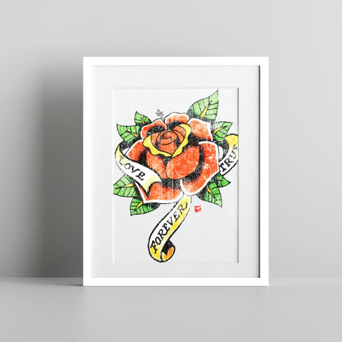 Love Forever True Rose Artwork Framed Picture Decor