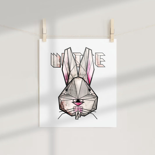 Geometric Bunny Design Art Print for Home Decor