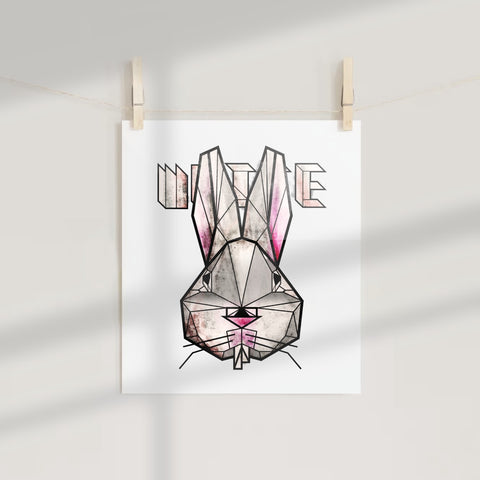 Geometric Bunny Design Art Print for Home Decor