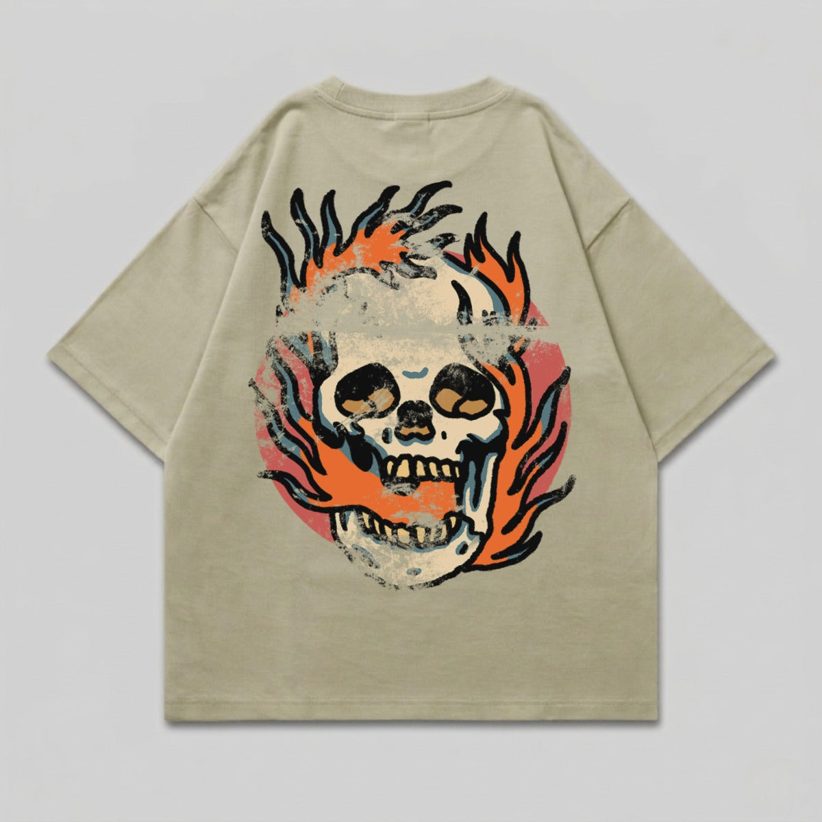Retro Fiery Skull Backprint Graphic Design product type