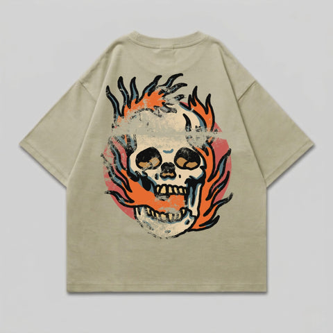 Retro Fiery Skull Backprint Graphic Design product type