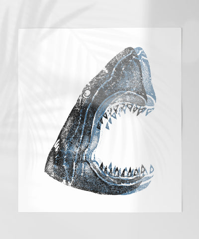 Shark Head with Open Mouth Artistic Print Poster
