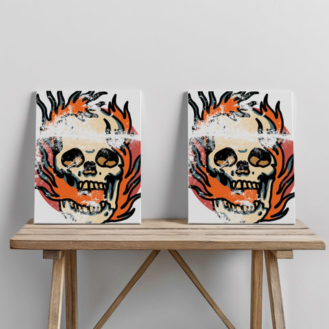 Quadro canvas burning-skull