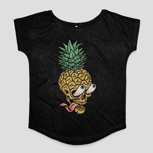 Pineapple Skull Graphic Tee with Crazy Eye Design Product