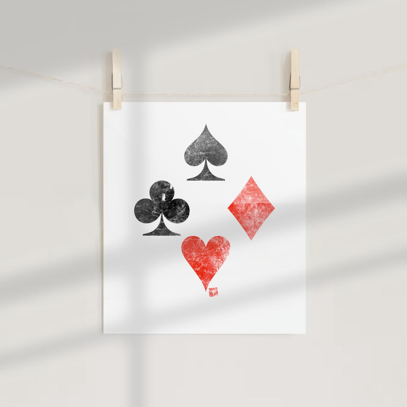 Vintage Playing Card Suit Symbols Poster Decor