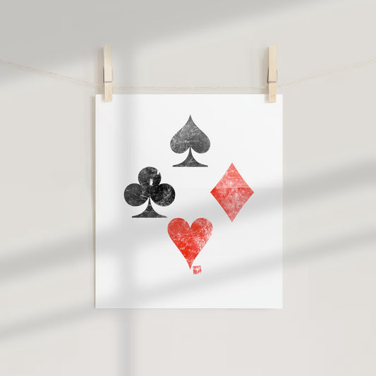 Vintage Playing Card Suit Symbols Poster Decor