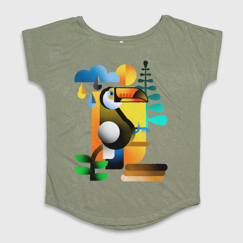 Colorful Toucan Graphic Print Women's T-shirt