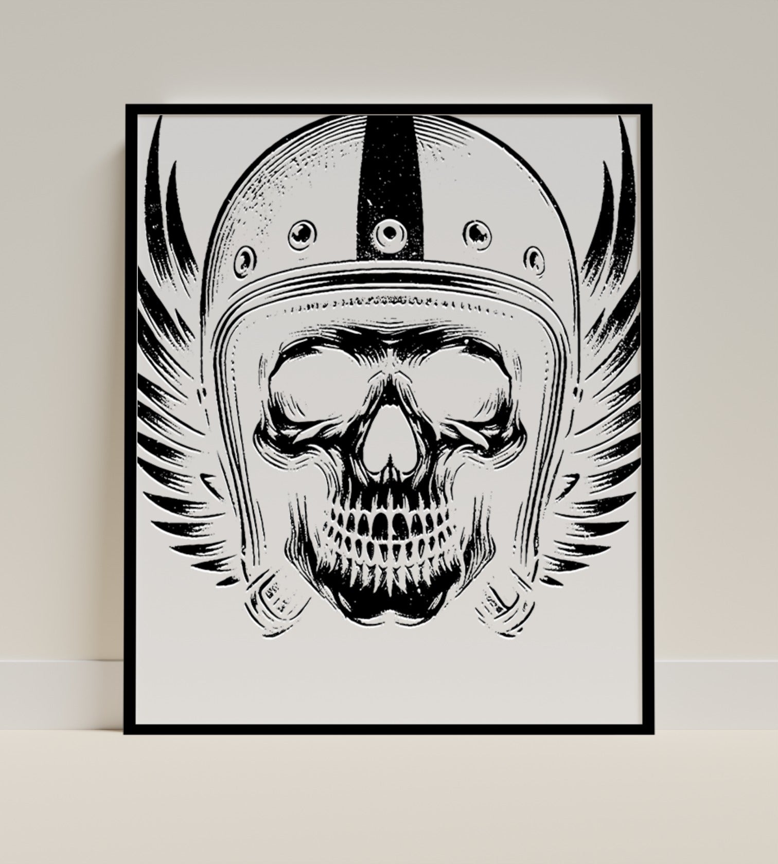 Skull with Wings and Helmet Art Poster