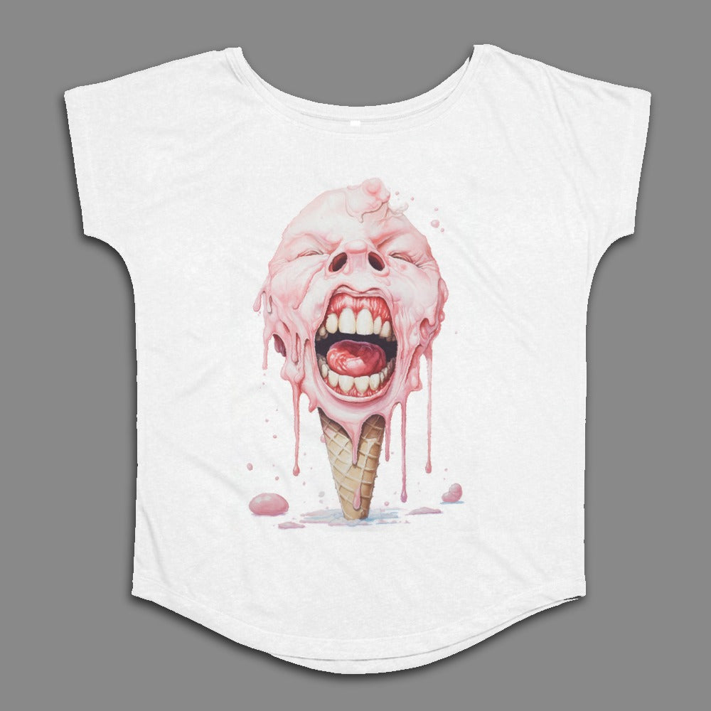 Ice Cream Cone Face Melting Print T-Shirt