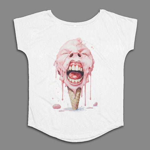 Ice Cream Cone Face Melting Print T-Shirt