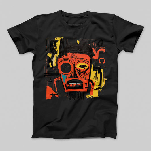 Abstract Artistic Face Print Black T-shirt Product