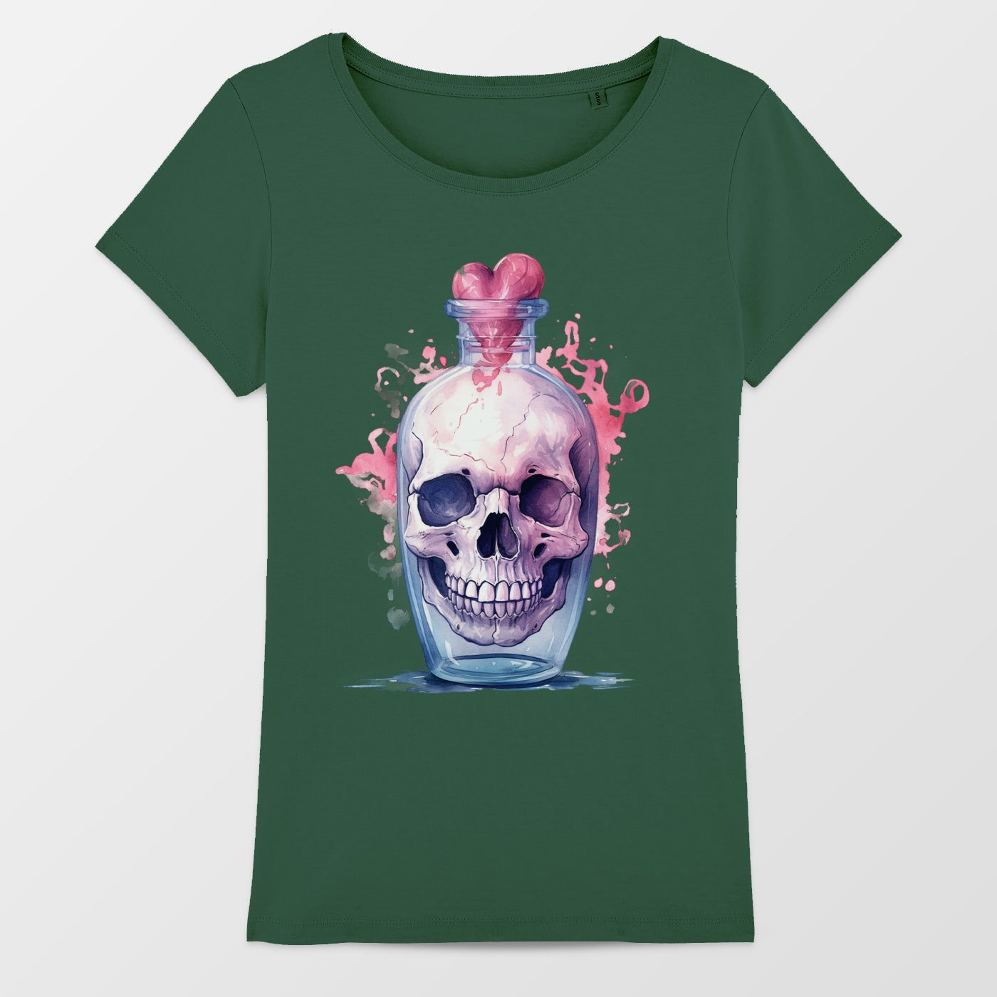 Skull in Heart Jar Colorful Artistic Graphic Shirt