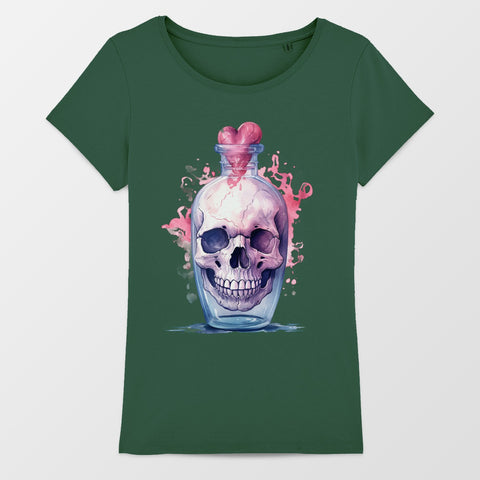 Skull in Heart Jar Colorful Artistic Graphic Shirt