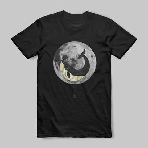 Whale Flying Over the Moon Graphic T-Shirt