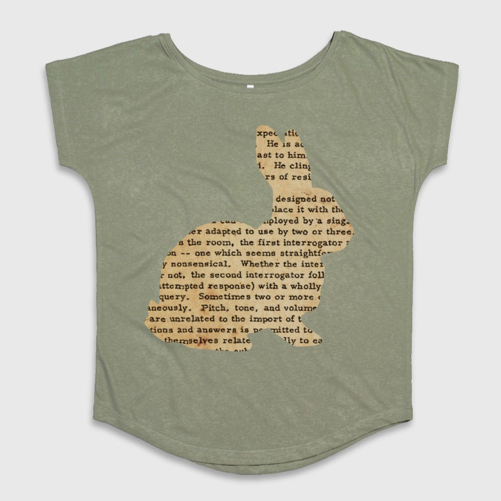 Unique Olive Green Text Printed Bunny Design Shirt